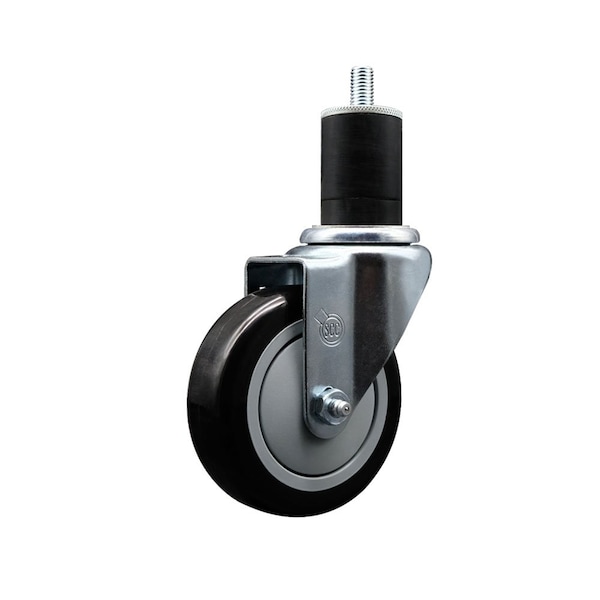 4'' Black Poly Wheel Swivel 1-3/4'' Expanding Stem Caster